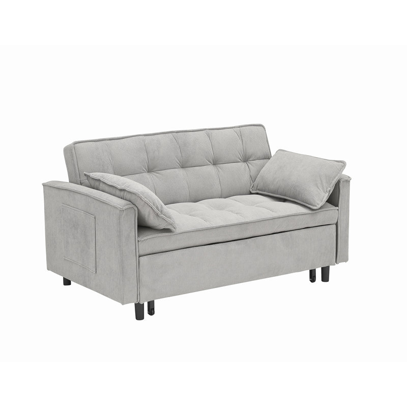 Canapé double 54,30 pouces à deux places avec lit escamotable, mobilier de salon, gris clair, Gris