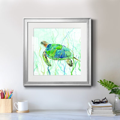 Sea Turtle Swim II - reproduction d'art sur papier encadrée