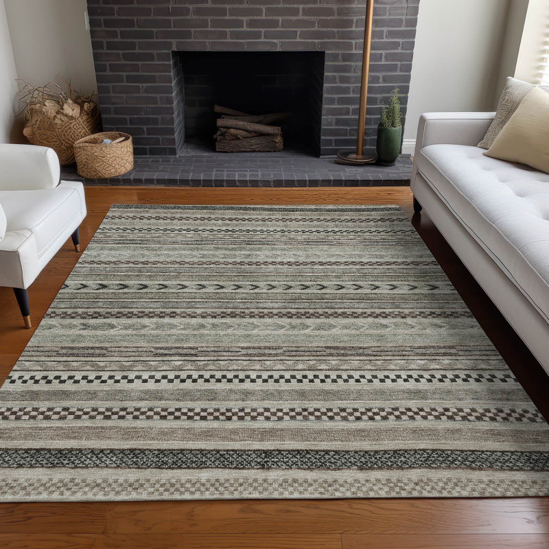 Machine Washable Indoor/Outdoor Claudian ACN1625 Taupe Rug, Rectangle 9' x 12'