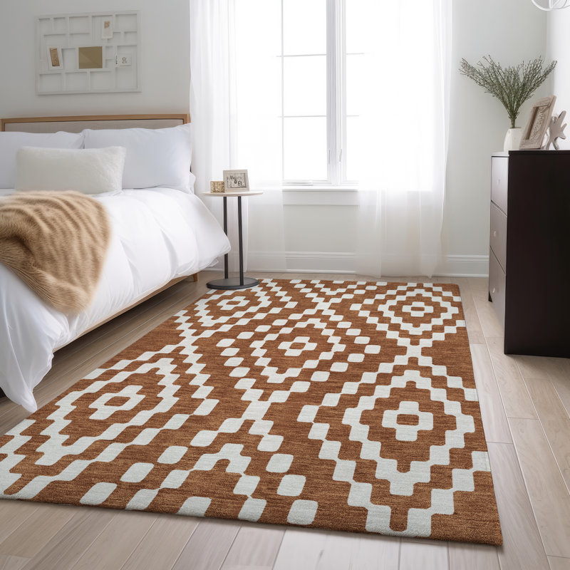 Tapis terre cuite lavable à la machine Premium Prisco, Rectangulaire 8 pi x 10 pi