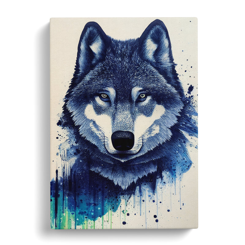 Painted Wolf No.4 - Wrapped Canvas Print, 76cm H x 50cm W x 3cm D