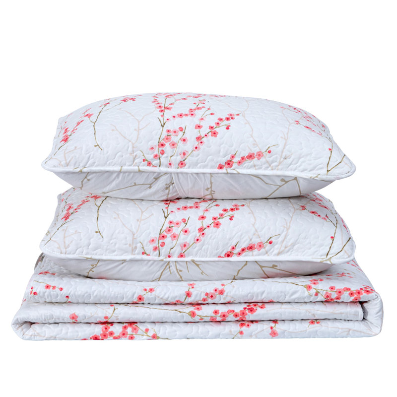 King Pink Microfiber Reversible Quilt Set with Shams