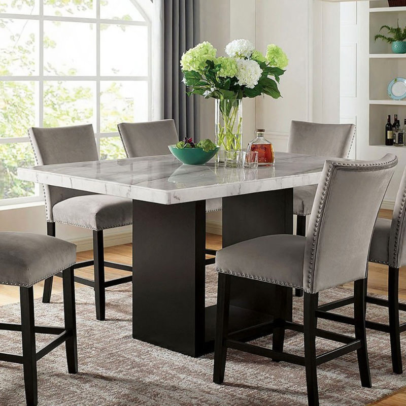 Table de salle à manger à hauteur de comptoir en marbre véritable 1Pc, 36"