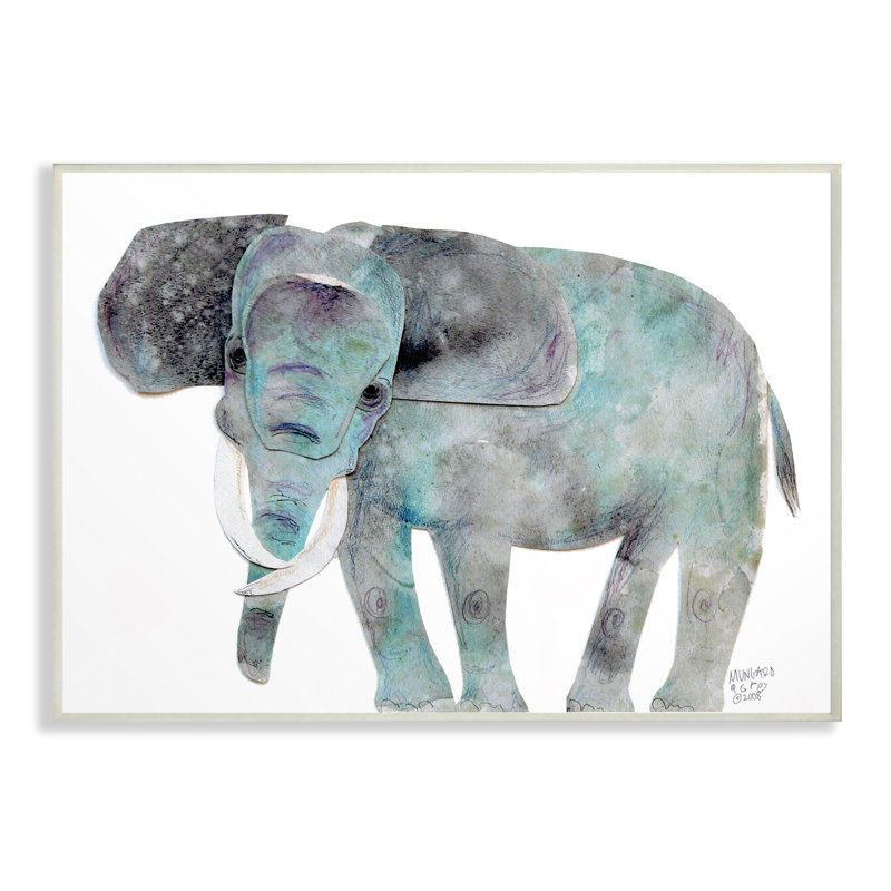 «Cutout Collage Elephant», art encadré, Plaque murale, H 13 po x l 19 po x P 0,5 po