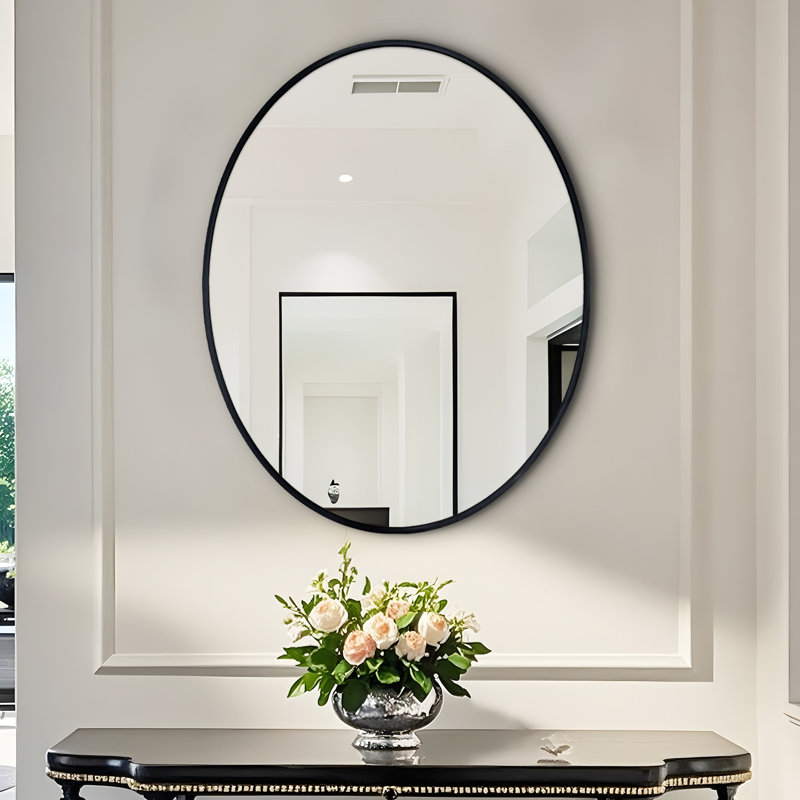 Oval Aluminum Frame Wall Mirror, 80cm x 60cm