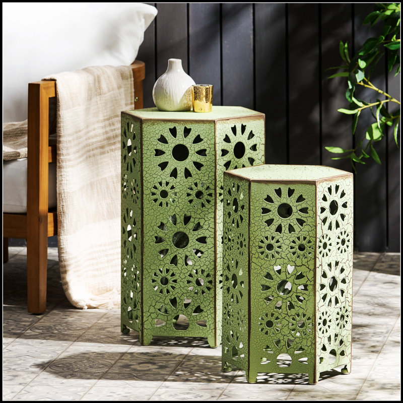 Ensemble de 2 tables d'appoint d'extérieur Eliana