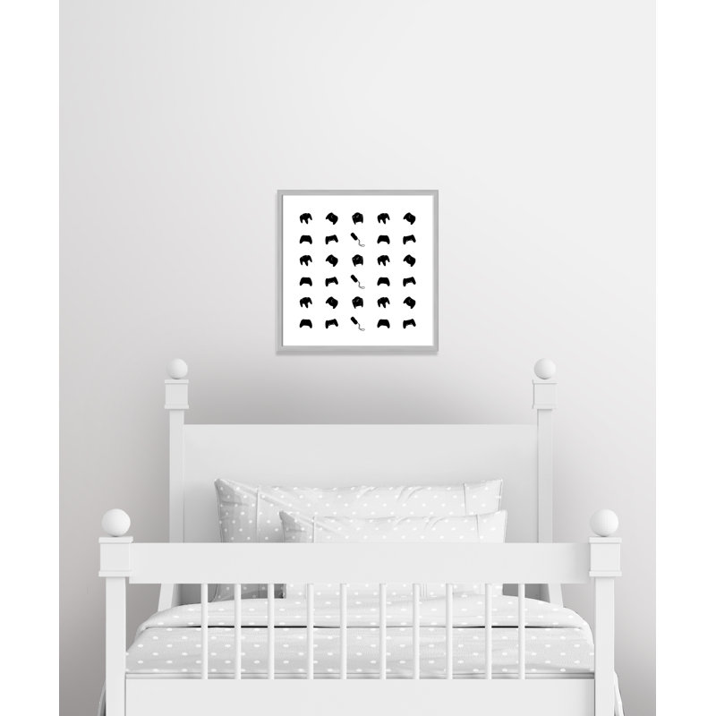 Imprimé papier à motif de joueur, H 23,5 po x l 23,5 po x P 1,19 po, Encadré de boîte argent