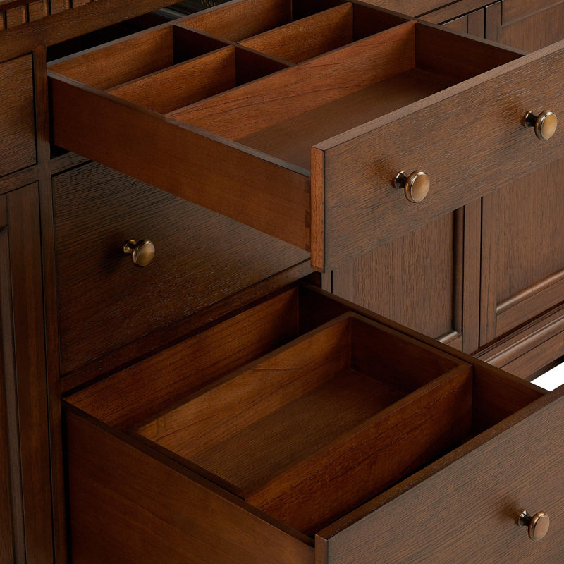 Claudia 60" Mahogany Single Basin Vanity Cabinet - Cabinet Only - Less Vanity Top, Antique Coffee, Antique Brass