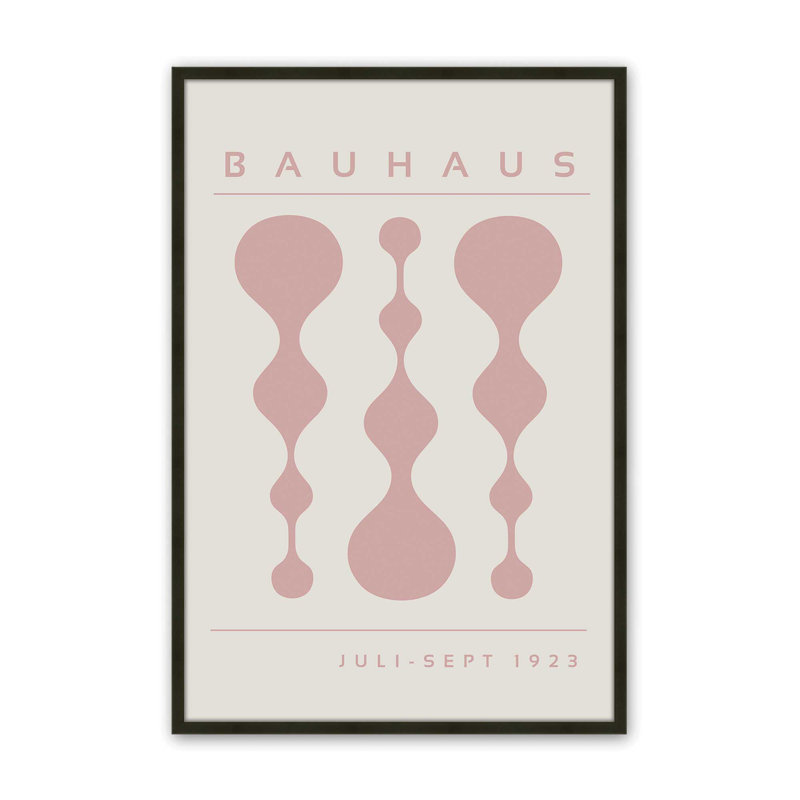 «Pink Retro Bauhaus», affiche I dans un cadre, Noir satiné, H 11 po x l 9 po