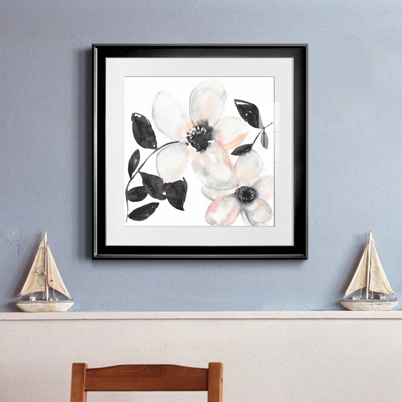 «Black & Blush Anemone I-Premium», reproduction encadrée prête à être accrochée, H 26,5 po x l 26,5 po x P 1,5 po, Cadre noir