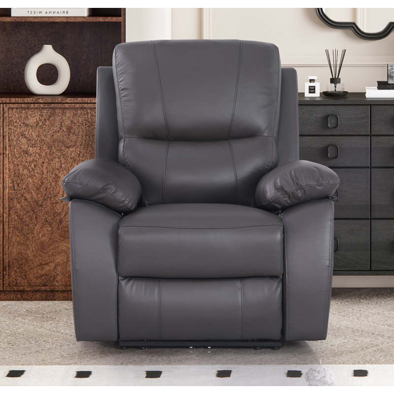 Ileana Leather Power Reclining Home Theater Seat, Gray Genuine Leather