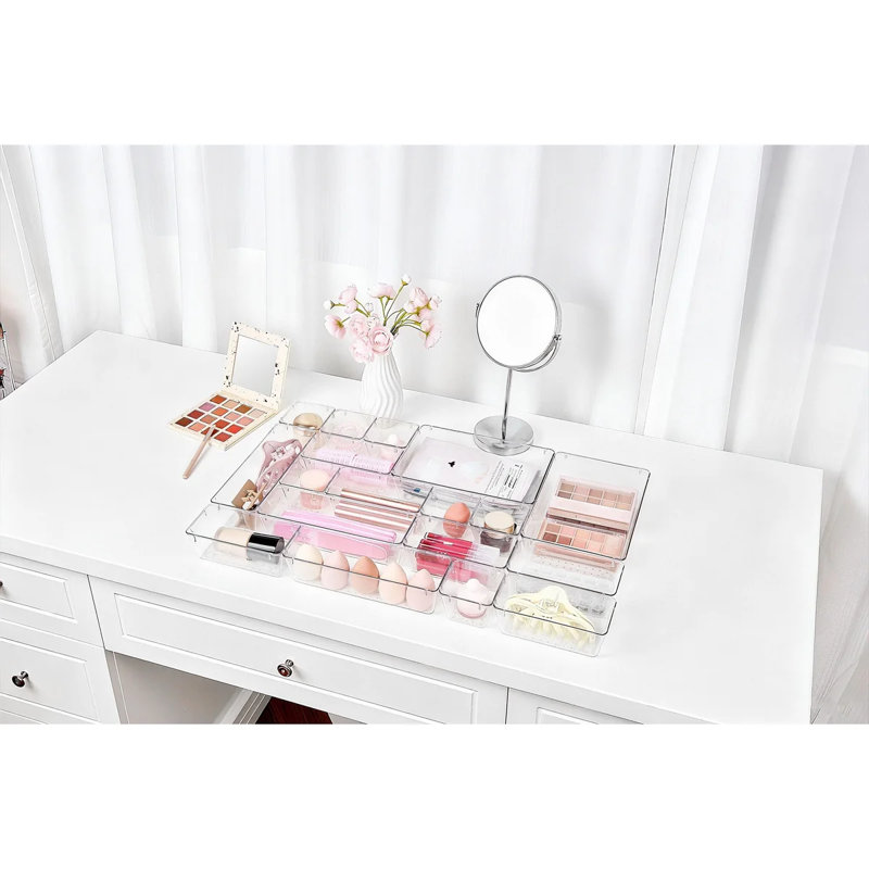 25 Pcs Clear Plastic Drawer Organizers Set