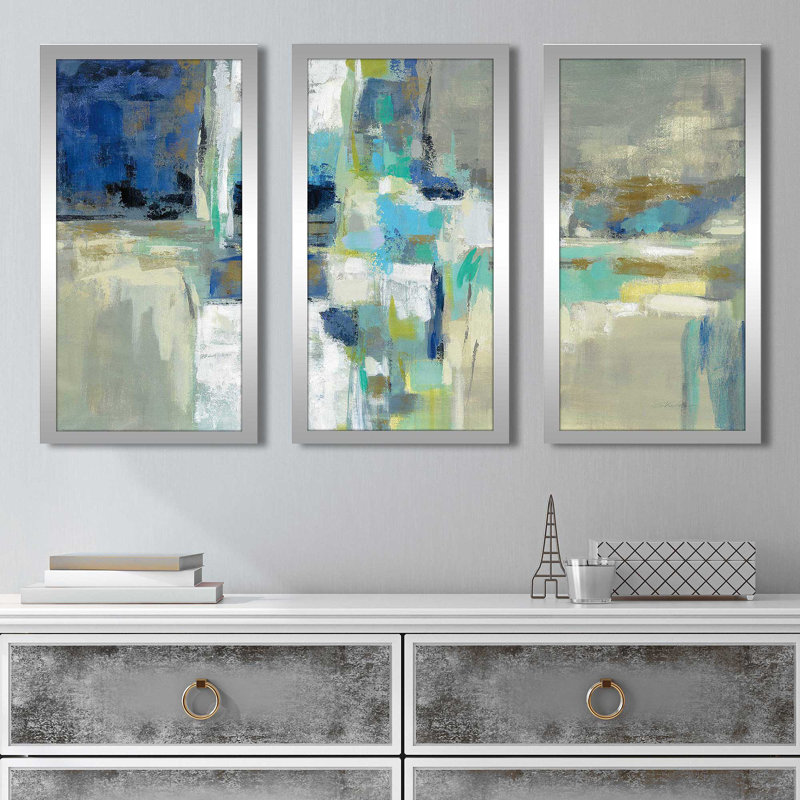 Eau de source - ensemble de 3 reproductions d'art encadrées, L 52,5 po x H 33,5 po x P 1 po