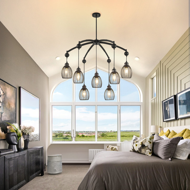 Pleuvoir 7 - Light Dimmable Classic / Traditional Chandelier, Black