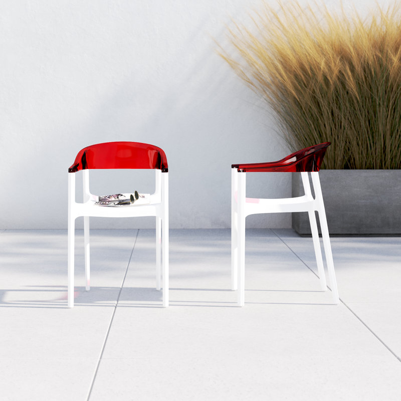 Fauteuil de salle à manger Stella, Blanc / Rouge transparent