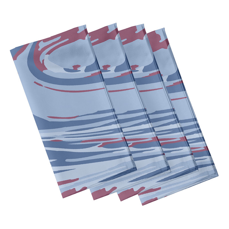 Amatul Polyester Geometric Square Napkin, Blue