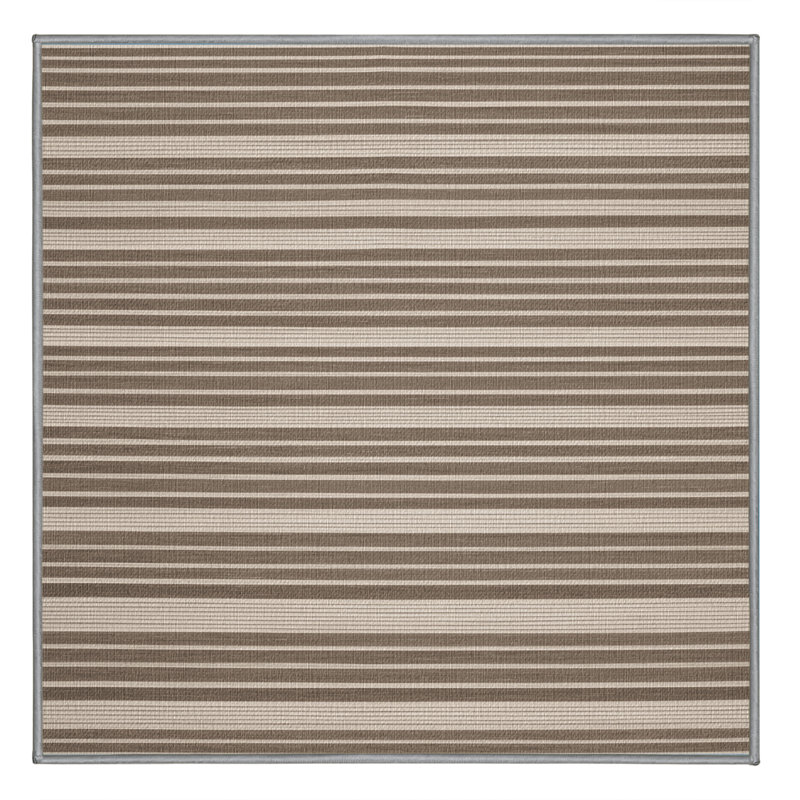  Tapis taupe lavable à rayures blanches, Carré 4 pi