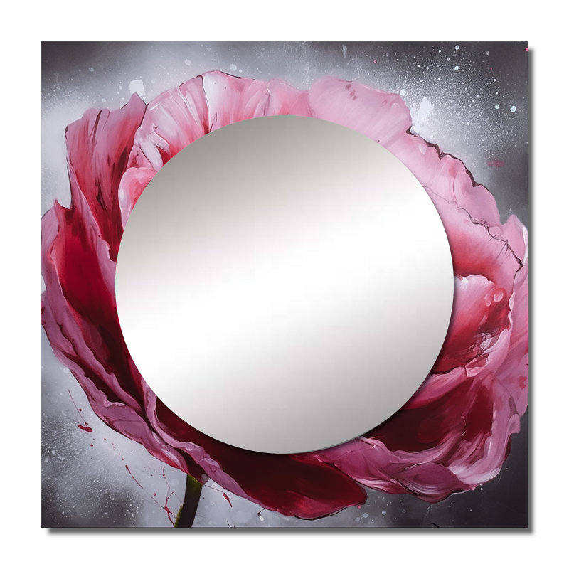 Johnathin - Miroir floral coquelicot carré pour décoration murale, 36 po x 36 po