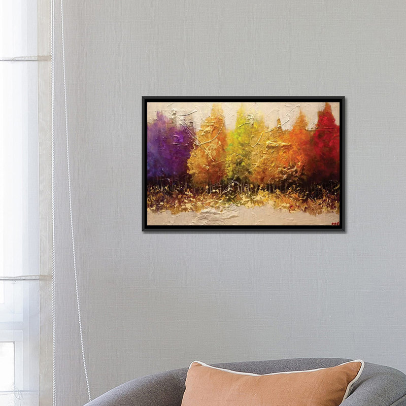 «Swiger Five Seasons», reproduction sur toile, H 18 po x l 26 po x P 1,5 po, Toile encadrée noire, Pas de tapis