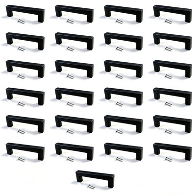 Paquet de 5 poignées d'armoire rondes en acier inoxydable noir mat moderne, poignées de bar, poignées de tiroir et poignées de modèle CPMBXMO0002 Distance entre les trous: 3 3/4 po