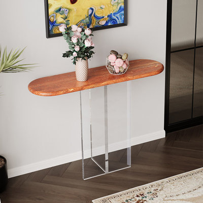 Oval Stone Console Table Acrylic Legs
