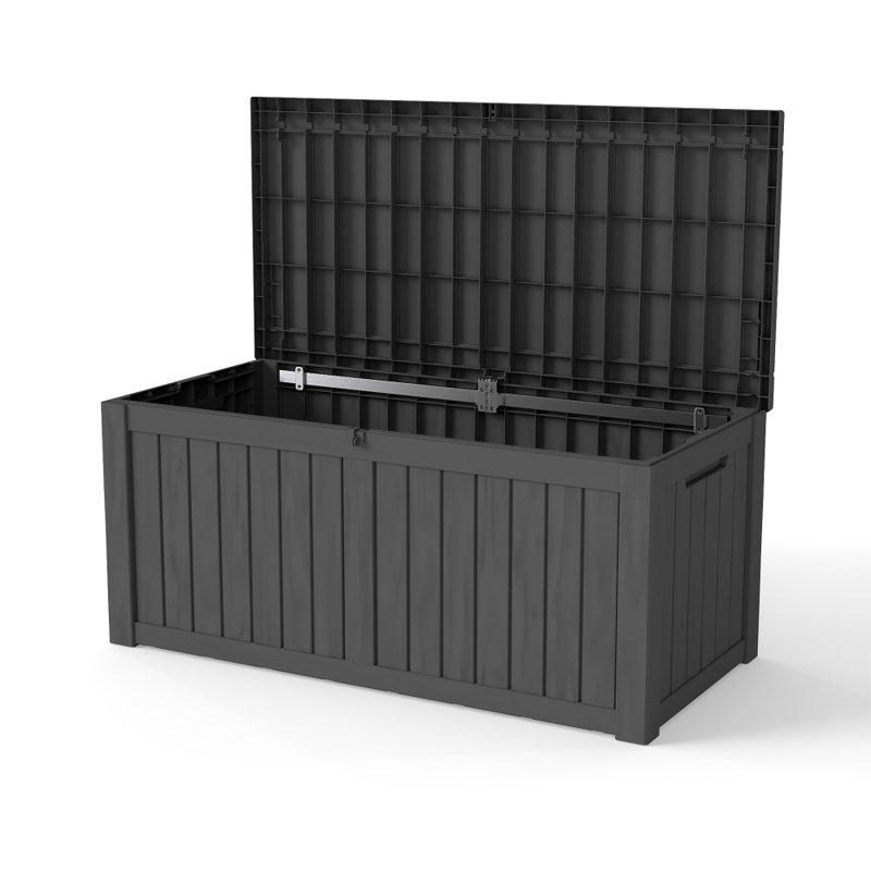 Decksplore 150 Gallons Water Resistant Resin Lockable Deck Box, Black
