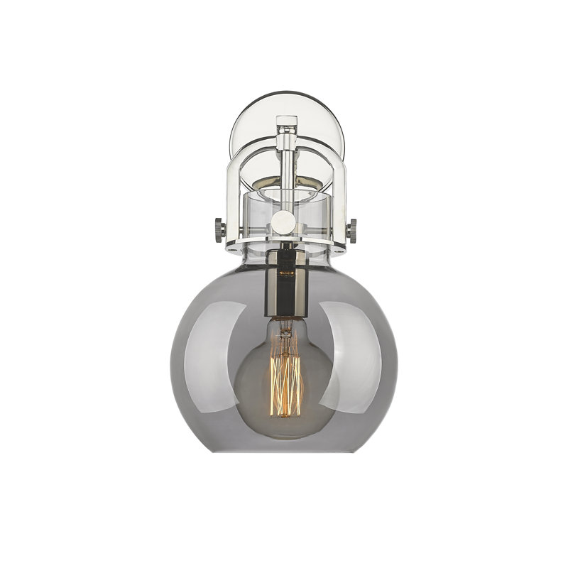 Applique murale 1 lumière 8 po Skippack, Plaqué couleur fumée, Nickel poli