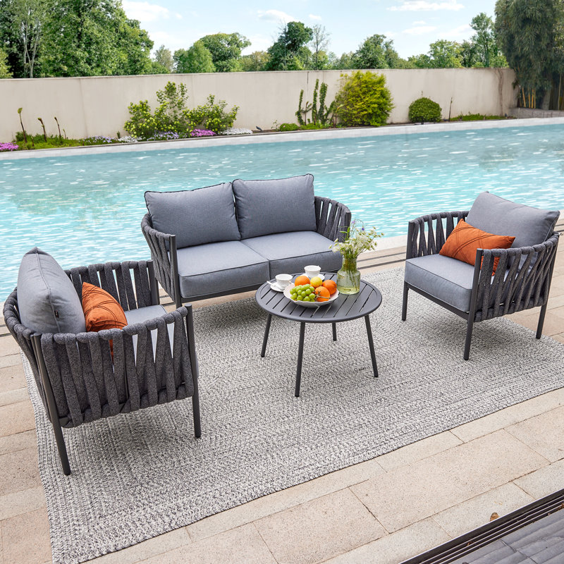 Abbeygayle 4 - Person Patio Conversation Set with Cushions