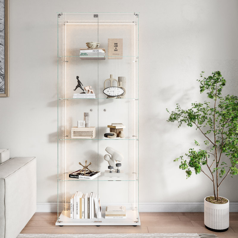 Charmagne Display Cabinet, White, LED Strip Lights
