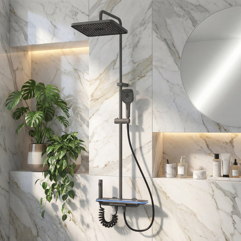 Shower Faucet System With 4-In-1 Shower, LED Display, And 3 Spray Modes