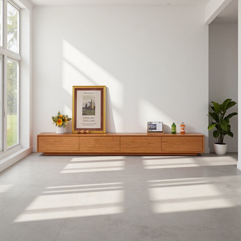 Meuble télé en bois de cerisier massif, H 11,81 po x L 70,86 po x l 15,74 po
