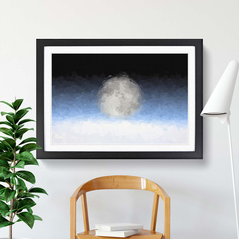The Moon Above in Abstract - Picture Frame Graphic Art Print, Black Framed, 27cm H x 36cm W x 2cm D