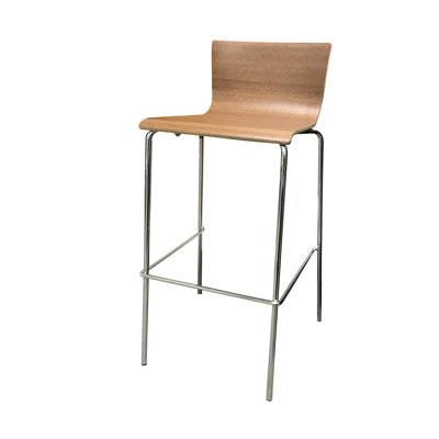 Contemporary Bend Wood And 29.50" H Of 2, Square Shape, Modern Design, Engineered Hardwood Seat, Stainless Steel Support, Solid Back, Varnished Brown, Dining Room Seating Arrangement 2 With , Seat