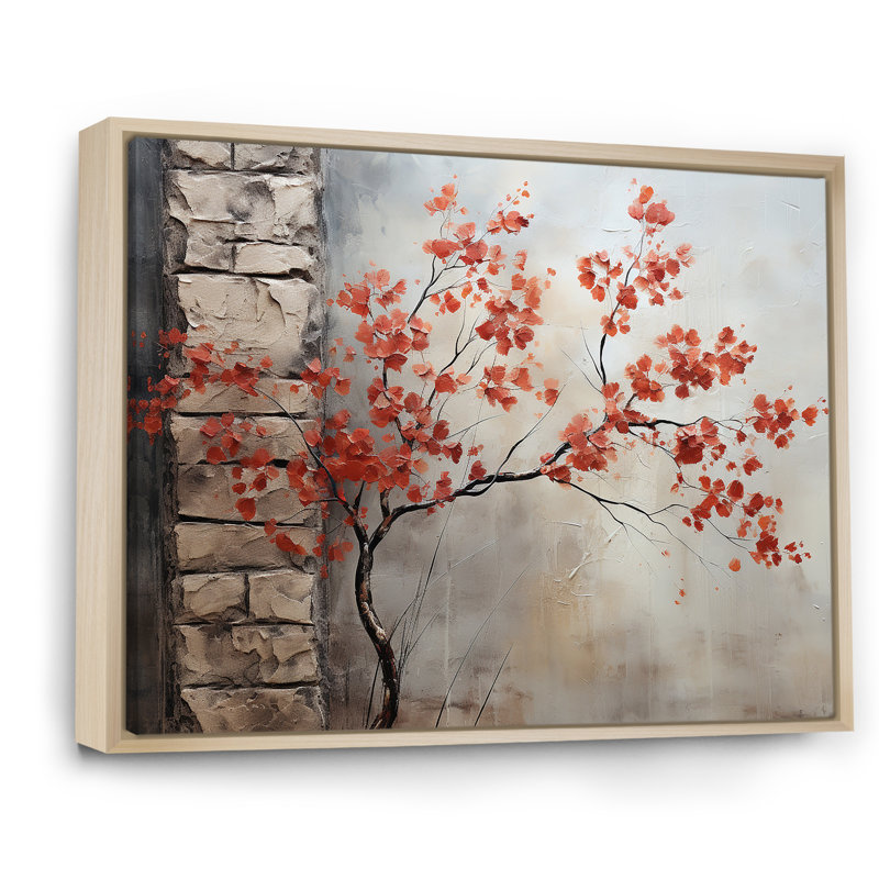 Érable rouge ardent III sur toile, H 30 po x l 40 po x P 1,5 po, Cadre flottant naturel