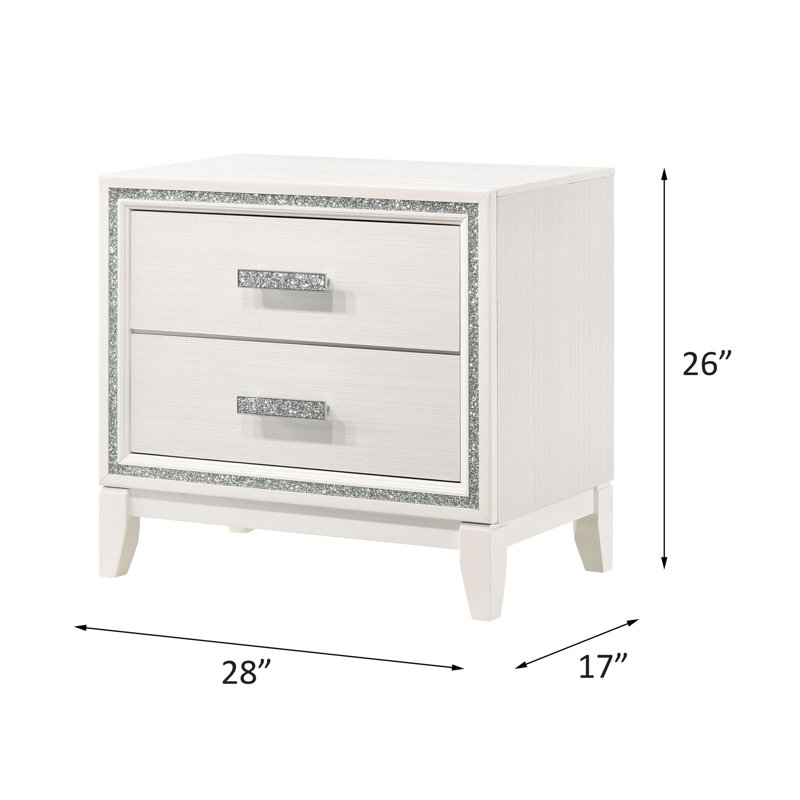 Modern White Nightstand With Drawers - Bedroom Decor In Elegant And Practical Accessory 2 Spacious Features Synthetic Wood 28"W X 17"D 26"H