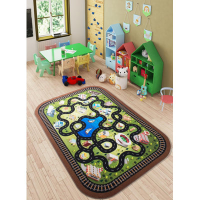 Tapis brun / vert / noir Asgard