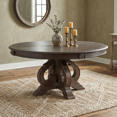 Marblewood 60'' Round Dining Table with Carved Pedestal Base