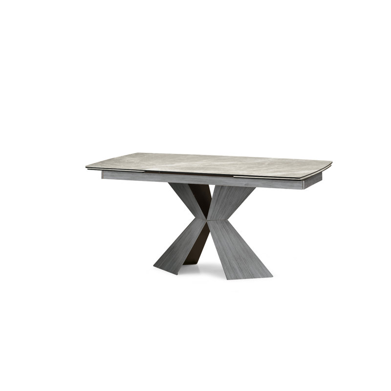 Padgett Metal Base Dining Table, 75cm H x 120cm L x 90cm W, Grey, Light grey
