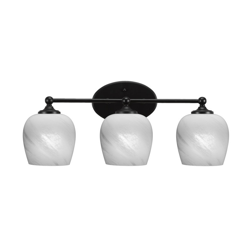Barre d'éclairage de salle de bain Aitkens, Noir mat, 3