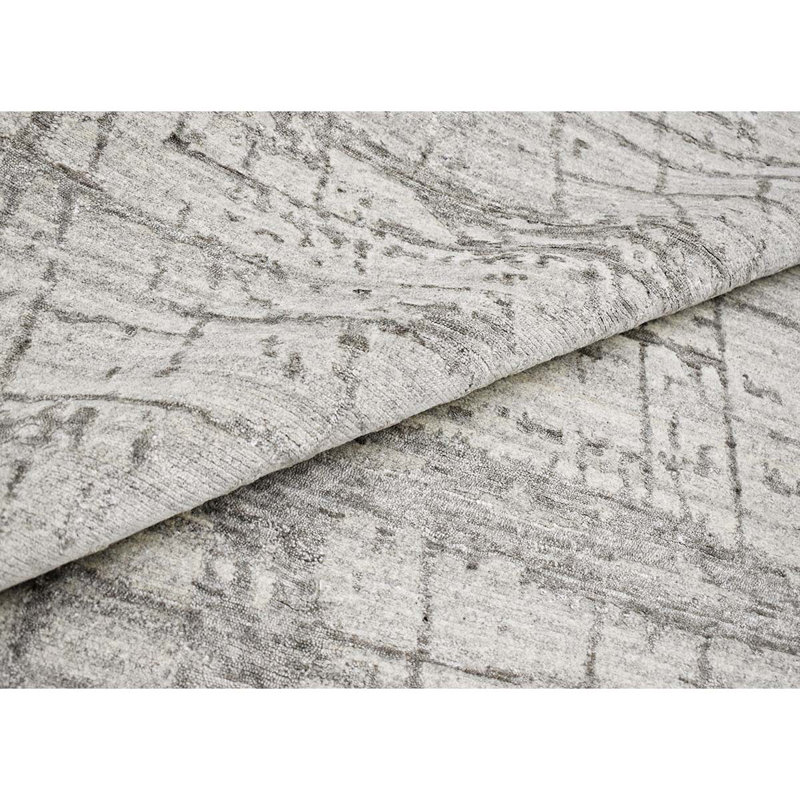 Hand-Knotted High-Quality Natural and Silver Area Rug