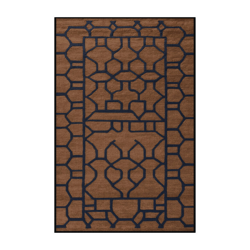 Tapis brun treillis lavable à la machine, Rectangulaire 3 pi x 5 pi