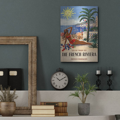 Go By Train To The French Riviera 1955 By Herve Baille SNCF' by Vintage Posters, Metal Art