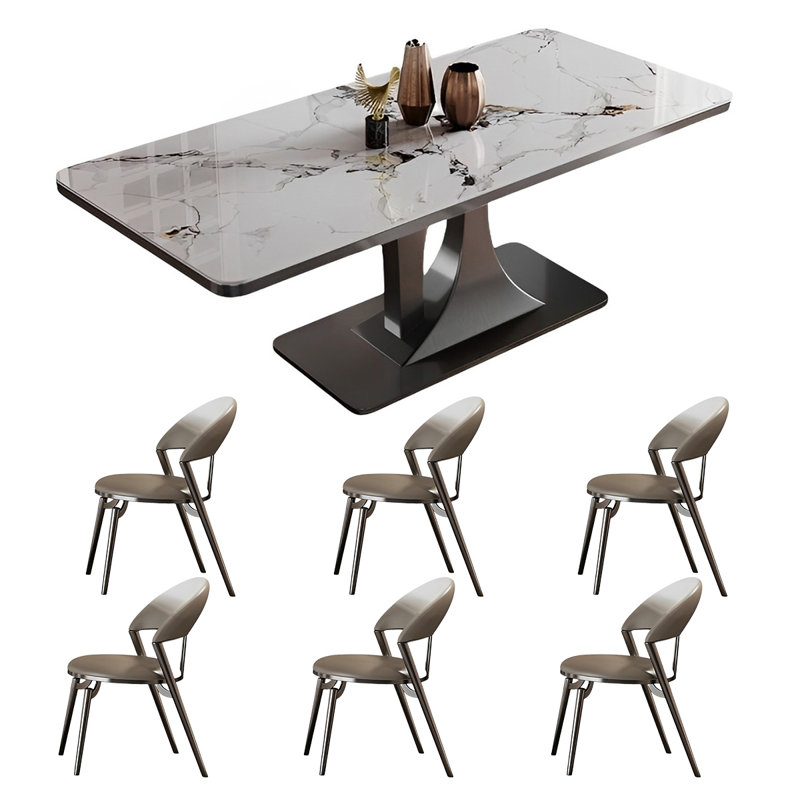 Ensemble de table de salle à manger rectangulaire et chaises, H 29,52 po x L 62,99 po x l 33,46 po