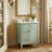 24" Smart Storage Bathroom Vanity With Ceramic Sink, Solid Wood Cabinet With Flip-Out Drawer & 2 Side Drawers (Green)-1824671056