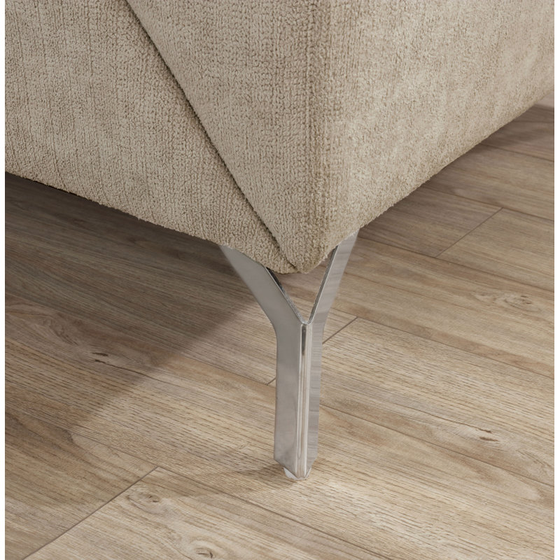 Canapé à accoudoirs arrondis 74,75 po Dahlya, 100 % polyester gris clair