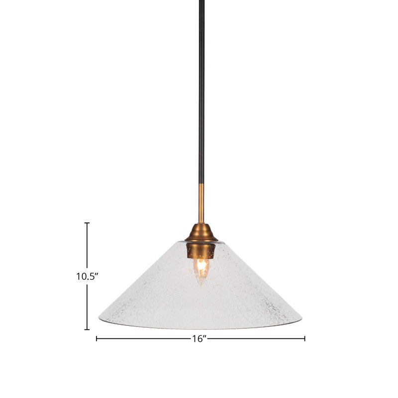 Luminaire suspendu en verre Paramount, Bulle transparente, H 10 po x l 12 po x P 12 po, Noir mat / laiton