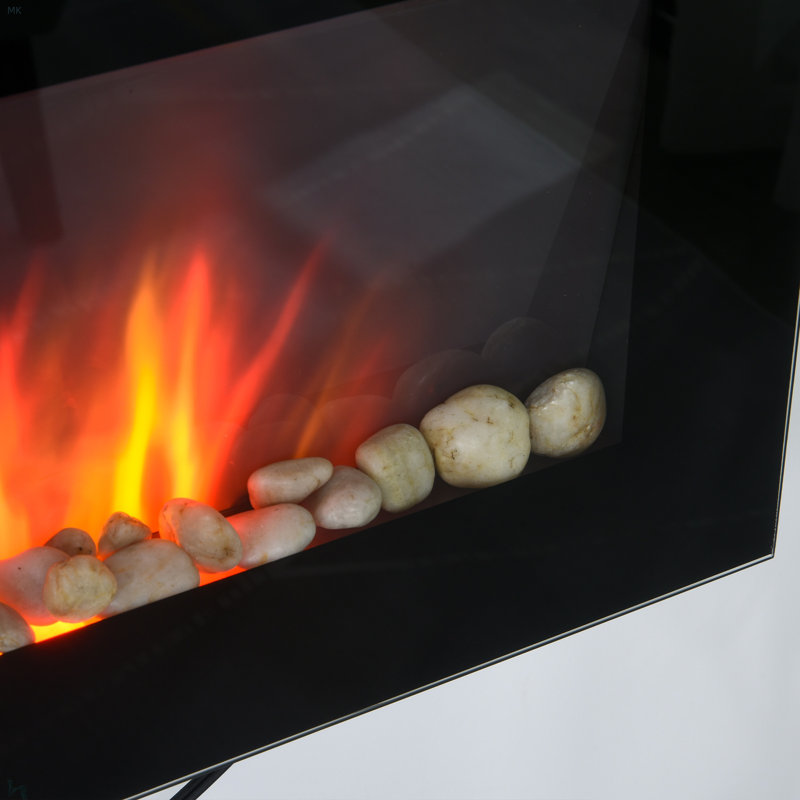 28.5" 1500W Electric Wall-Mounted Fireplace With Flame Effect, 7 Color Background Light