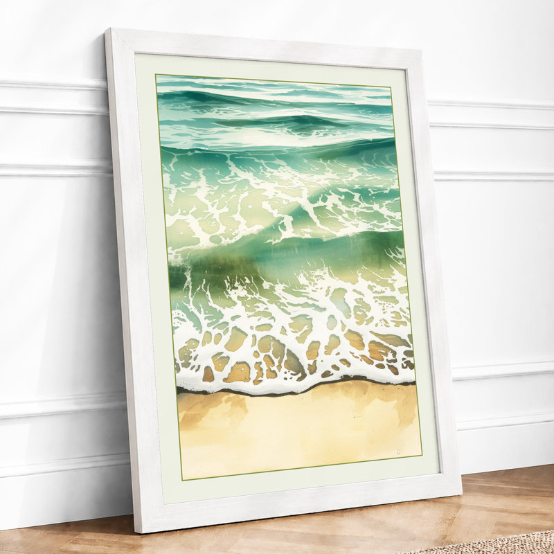 Waves at Tide Coastal - Framed Print, A1 - 84.1 x 59.4 cm, White