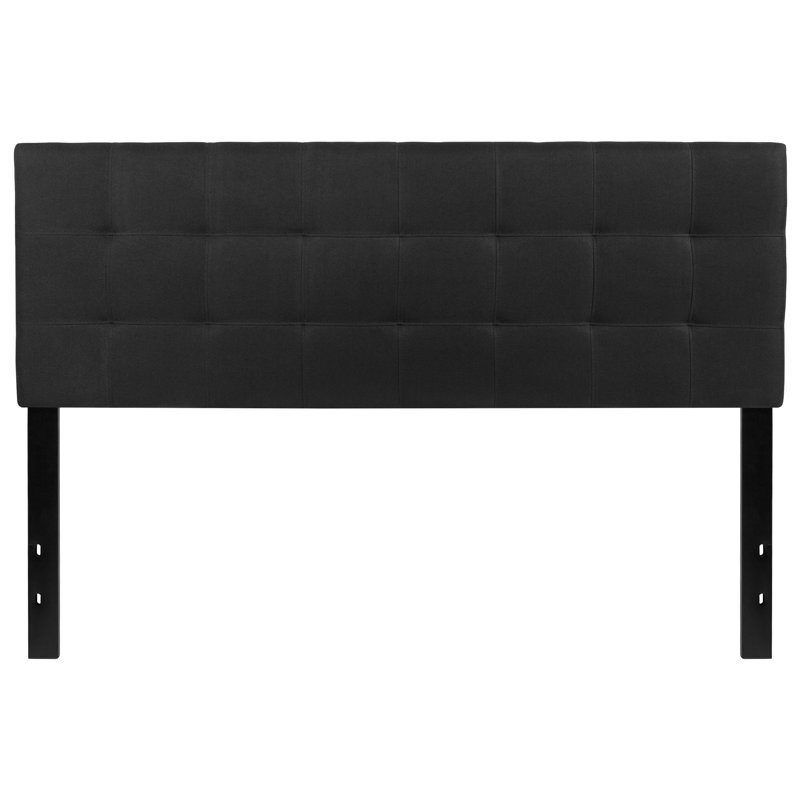 Black Tufted Upholstered Queen Headboard with Diamond Stitch