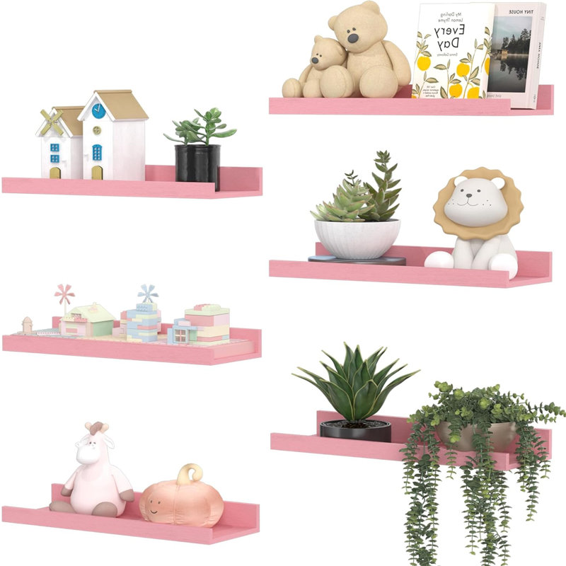6 tablettes flottantes roses